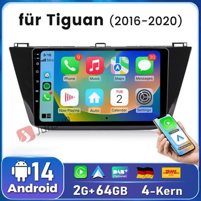 2+64GB Carplay Android14 Für VW Tiguan 2016-2020 Autoradio GPS NAVI SWC DAB+