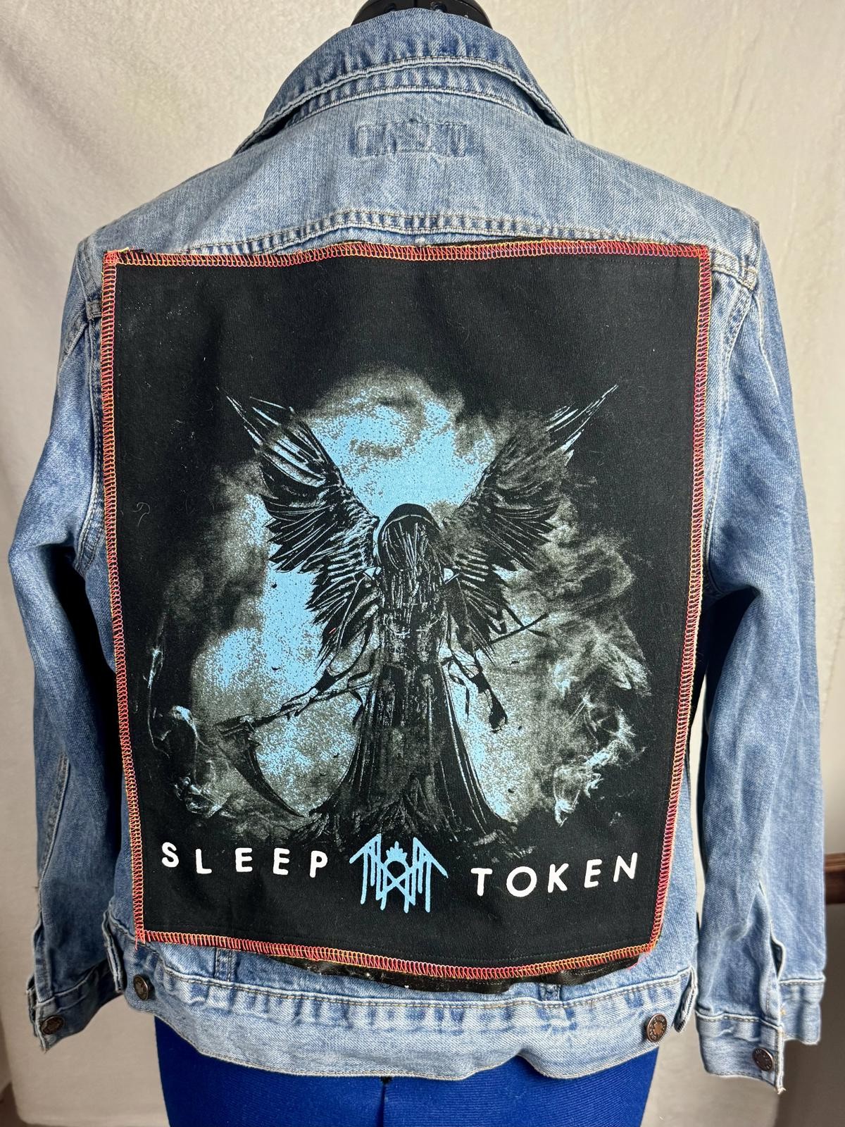 two face threads changeable patch denim lucky bra… - image 1