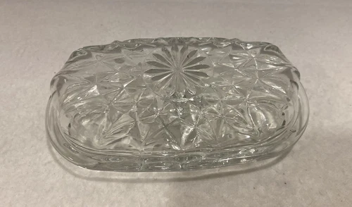 Vintage 1980s Hocking Clear CROWN POINTE Covered Butter Dish EUC