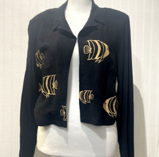 Vintage Giorgio Fiorlini Ladies Crop Jacket w/Tropical Fish ~Size 13/14~USA Made