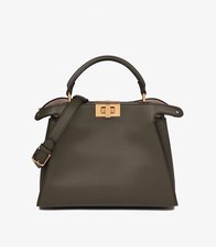 Fendi Khaki Calfskin Leather Small Iseeu Peekaboo