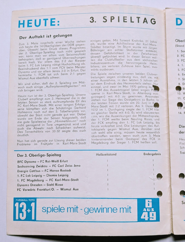 Orig. Programm 1.FC Magdeburg FC Karl Marx Stadt 73/74 DDR Oberliga Fußball FCM - Bild 3 von 3
