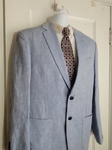 NWT New BANANA REPUBLIC Men's Size 40R Slim Fit Blue LINEN BLAZER Jacket - Picture 2 of 11