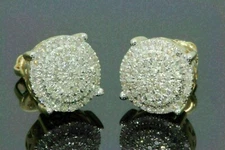 Men's Women's 14K Yellow Gold Over 2Ct Lab-Created Diamond Cluster Stud Earrings