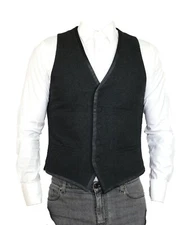 New Giorgio Armani Dark Gray Wool Vest - Size 50/40