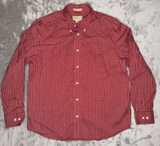 Eddie Bauer Mens Shirt L Red Plaid Wrinkle Resistant Button Down Chest Pocket