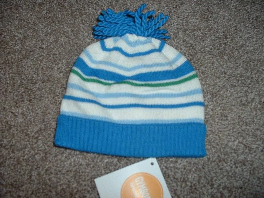 Gymboree 婴儿 男孩 Choo Choo 蓝色条纹毛衣帽子 Beanie 尺寸 新生儿 NB 全新带标签 — 第 2/2 张图片