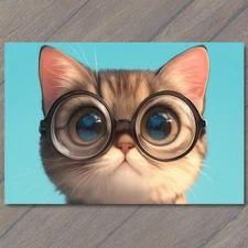 Art Print Cat with Glasses Fun Cute Colorful Kitty Unusual Animal Funny Sweet