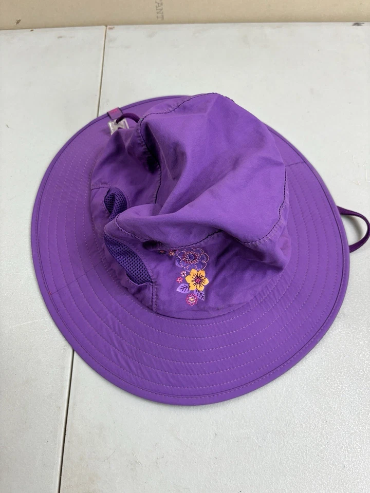 REI ведро солнца шляпа детей 4-7 лет фиолетовый нейлон широкие поля подбородок ремень легкий крышка - Изображение 2 из 4
