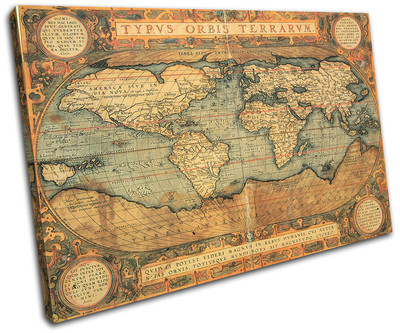 Old World Atlas Maps Flags SINGLE Leinwand Wand Kunst Bild drucken