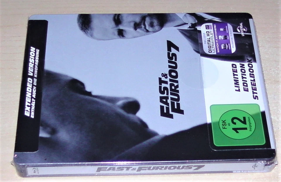FAST & FURIOUS 7 KINOFASSUNG & EXTENDED CUT LIMITIERTE STEELBOOK BLU RAY NEU OVP - Bild 4 von 4