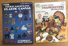 Lot 2 Vintage Plastic Canvas Patterns: Holiday Magnets, Thanksgiving Decorations