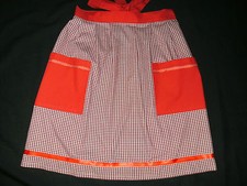 Image of RED GINGHAM APRON WITH POCKETS - VINTAGE KITCHEN - UK MADE