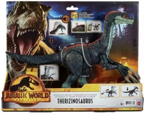MATTEL JURASSIC WORLD DINO DOMINION THERIZINOSAURUS CON SUONI - Foto 1 di 1