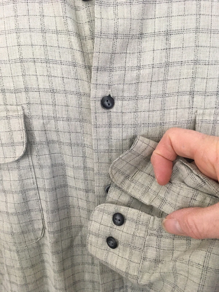 Burma Bibas Men's Button Down Long Sleeve Beige Check Shirt Size Large - Image 2 of 4