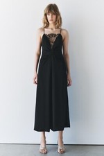 ZARA Long Lace Maxi Dress with Sequin Detail ~ Size S ~ 1223/260/800