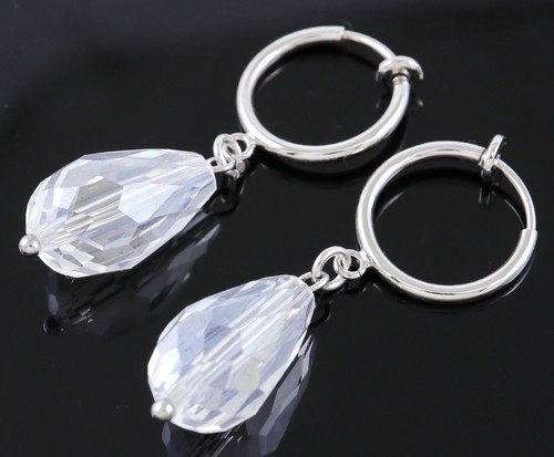 #E118C NON-PIERCING Spring CLIP-ON EARRINGS 1.7cm Teardrop look like pierced - Picture 4 of 10