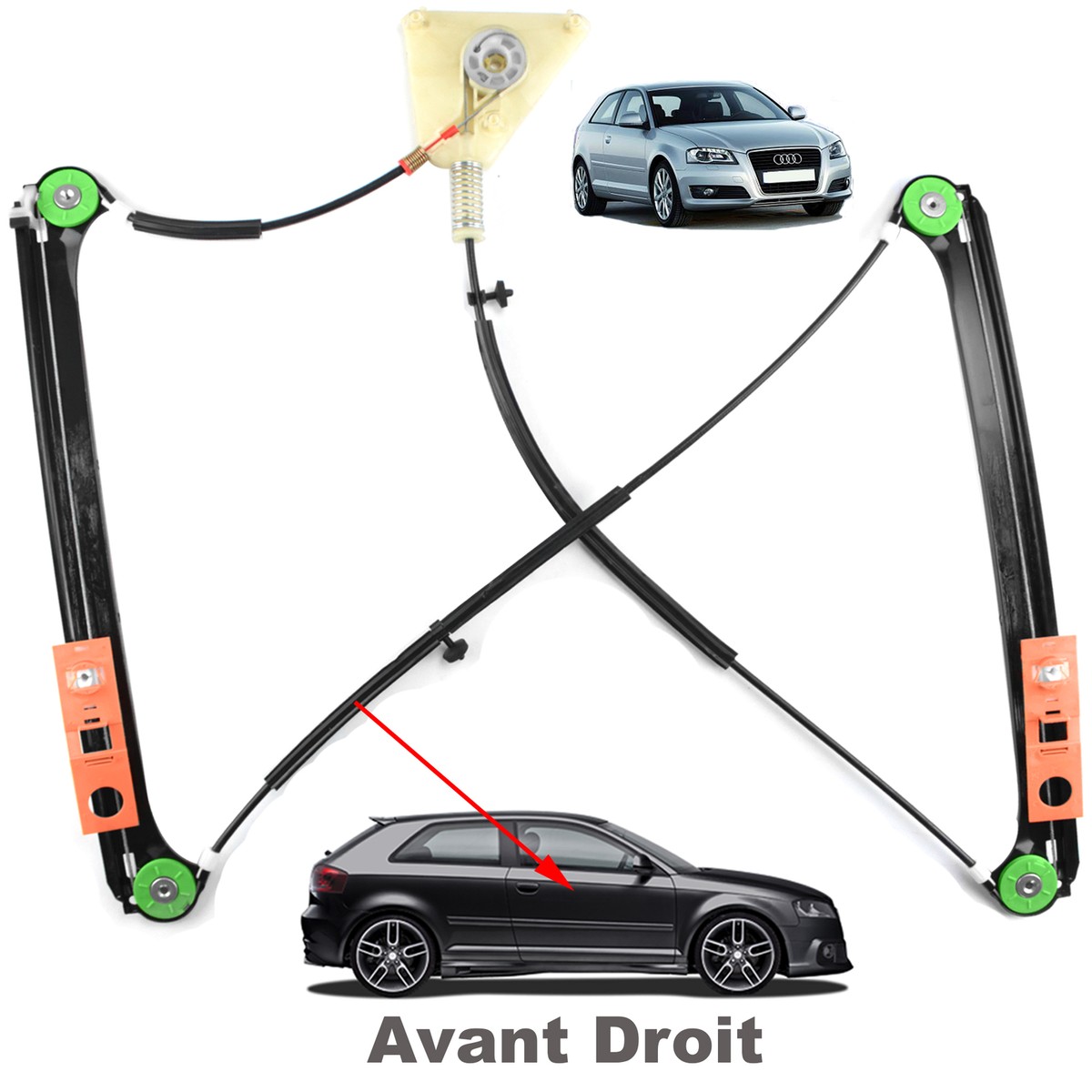 Lève-vitre électrique Avant Droit Pour Audi A3 Phase 1 (8L) - Réf. 8L3837462 - Occasion Bon état