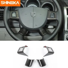 4PCS Steering Wheel Cover Trim Decor for Dodge Nitro 2007-2012 Carbon Fiber