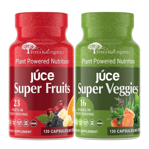 Terra Kai Organics Juce Super Fruit & Veggie Capsules, 240 Count Vegan