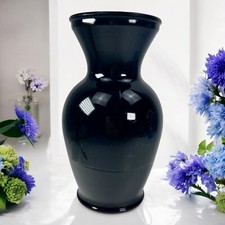Black/Amethyst Glass Vase Hand Blown 7.25 Inches