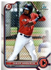 Junior Sanquintin Cleveland Guardians 2022 Bowman Prospects 1st Bowman Card