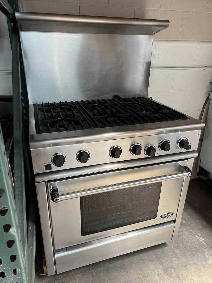 DCS 36” Pro Range 6 Burners Nat Gas Oven High Stainless Steel Back With  Shelf