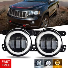 Pair 4" Inch Bumper LED Halo Fog Lights For Jeep Grand Cherokee 2011 2012 2013