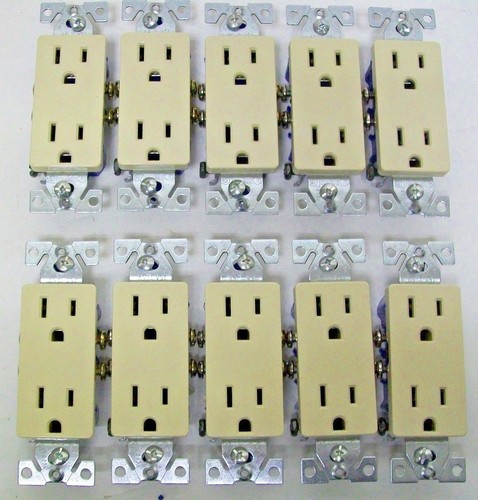 Caja de (100) receptáculos dúplex de puesta a tierra decorativa Eagle 1107V 15 amperios 125 V marfil - Imagen 4 de 7