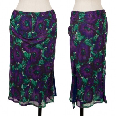 【Sinoon】 Flower Sheer Layered Skirt 2色 zucca Flower Print See-Through Layered Skirt Size M(K-138988