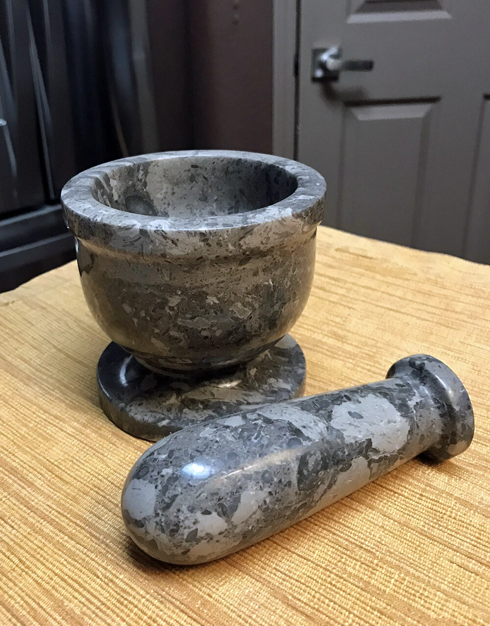 Grey Marble Mortar Pestle Set