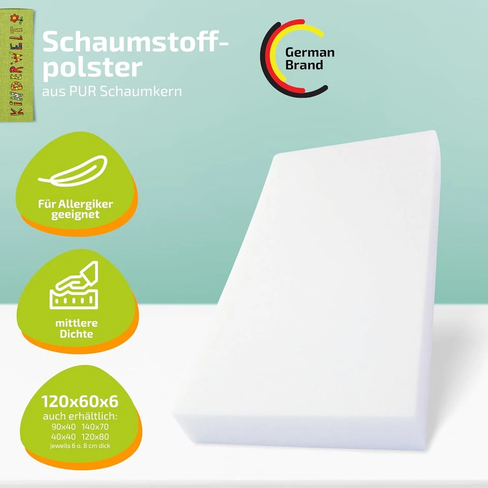 Schaumstoff Polster  Schaumstoffplatte Schaum Matratze 120 x 60 x 6 cm - Bild 2 von 4