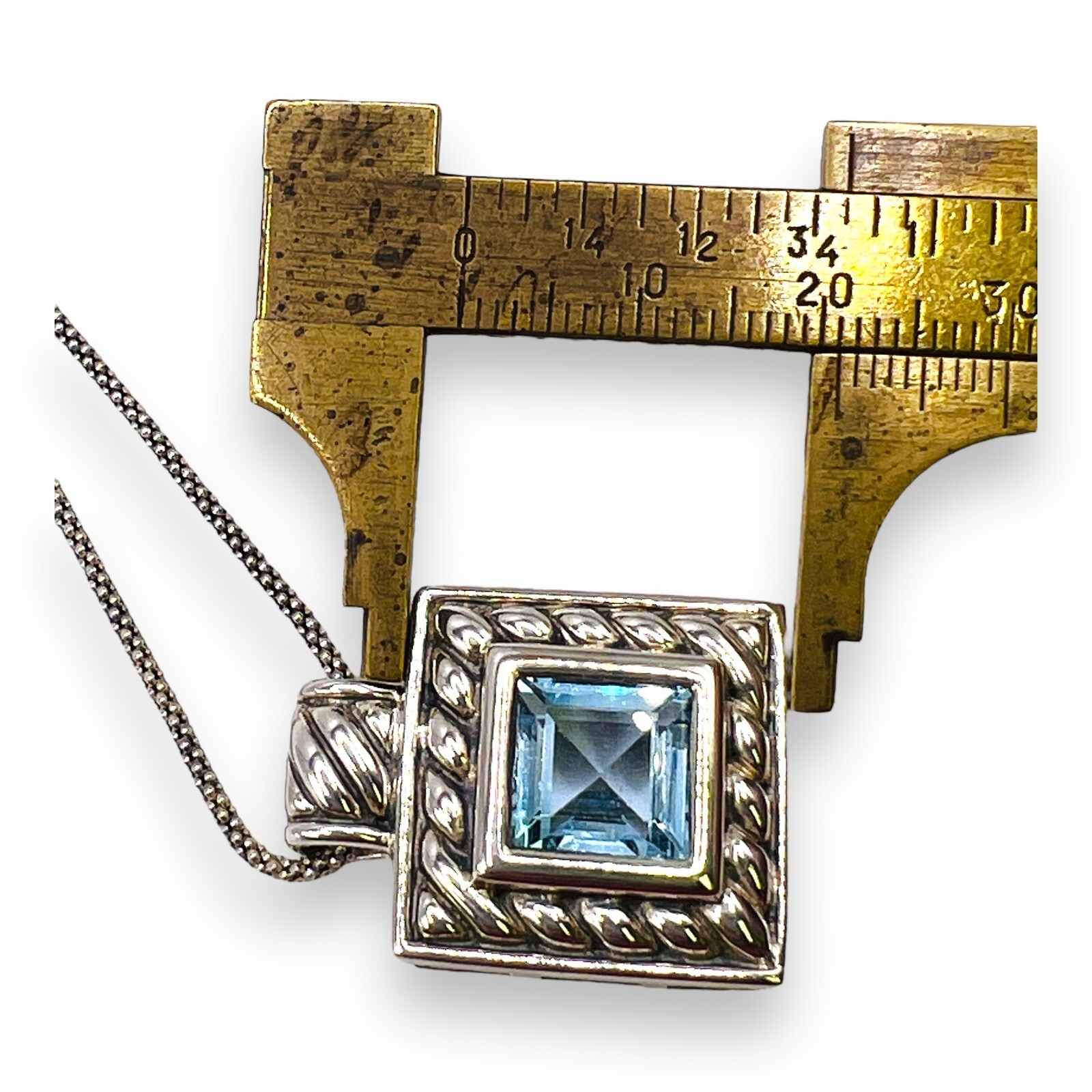 Solid 925 Oxidized Sterling Silver Blue Topaz Pen… - image 12