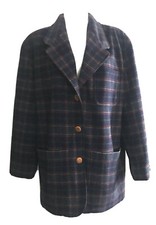Vtg Plaid Wool Blazer Jacket Business Academia Liz Claiborne Lizsport Womens L