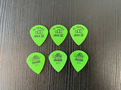 6 x Dunlop Tortex Jazz III XL 0,88 mm Gitarren-Plektren