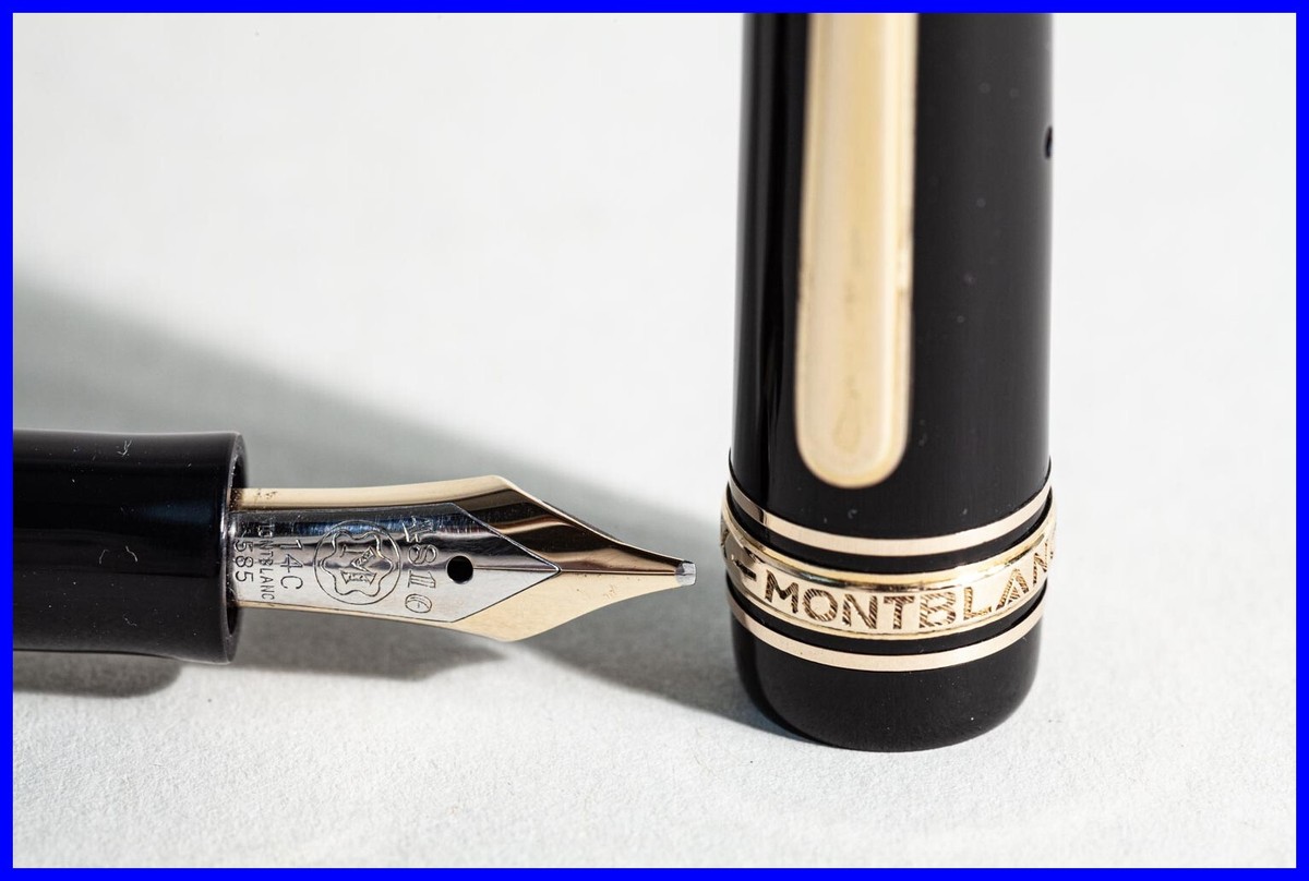 MONTBLANC Meisterstück 142 KOLBENFÜLLER Schwarz & Gold mit BB 14K