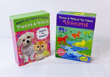 Puzzle Match Up set of 2: Puppies and Unicorn - Ages 2 to 6 - For 1 to 4 Players