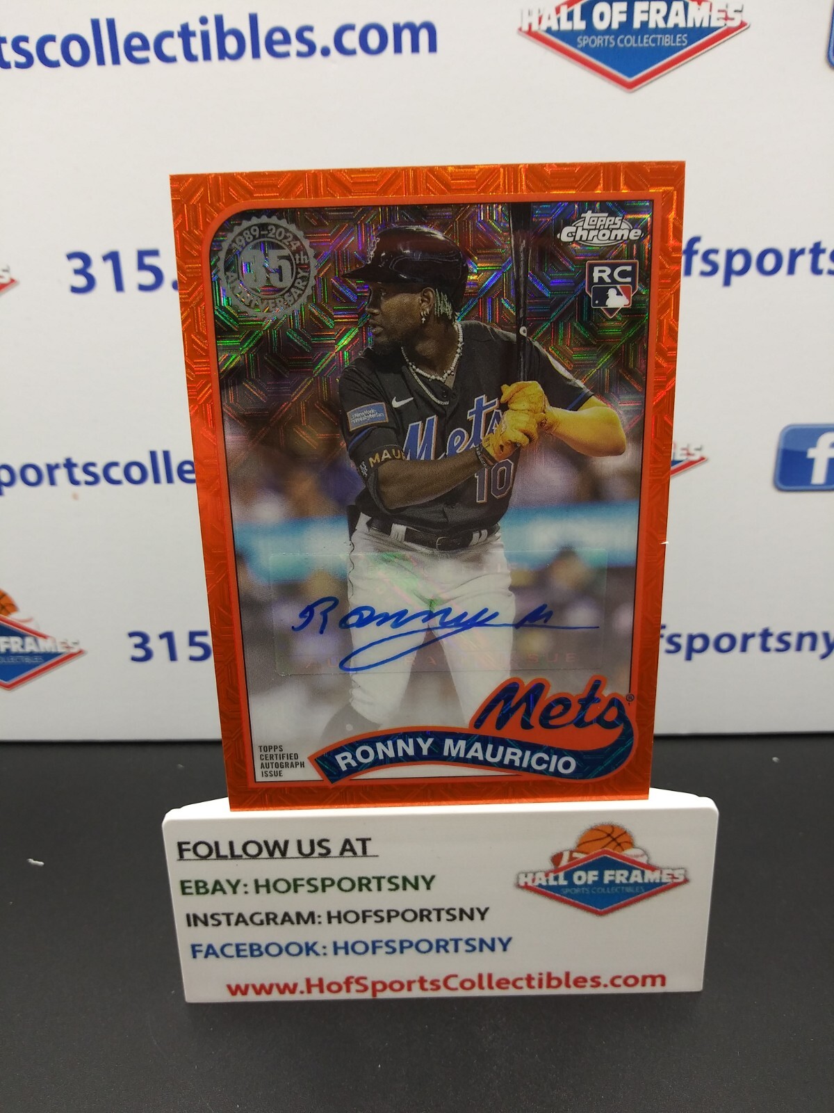 2024 TOPPS SERIES 1 RONNY MAURICIO SILVER PACK ORANGE AUTO CHROME 14/25 #T89C-3
