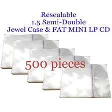 Resealable Outer Plastic Sleeves FAT MINI LP  1.5 Semi Double Jewel CDs 500 pcs