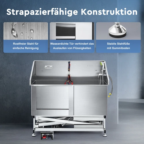 CO-Z 127cm Hunde Badewanne aus Edelstahl Haustiere Pflege Dusche Tierbadewanne - Bild 25 von 29