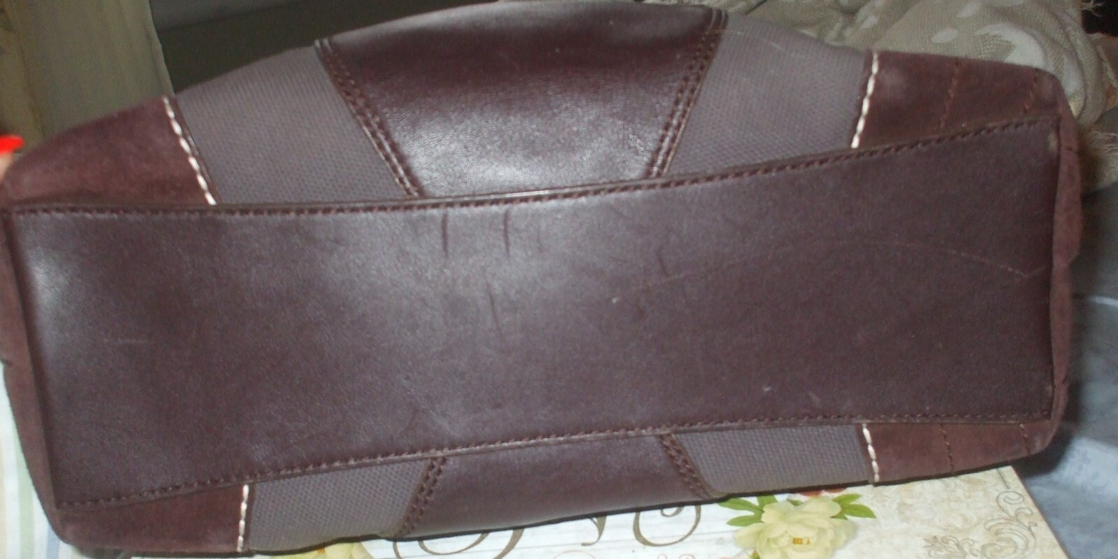 Tod's brown canvas & leather studded tote hobo draw string shoulder bag image 6