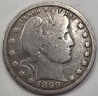 《Silver》1899 USA BARBER QUARTER -- .1808 OZ of SILVER!!!