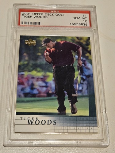 Tiger Woods 2001 Upper Deck #1 Rookie Card PSA 10 Blue Ink Error Misprint Rare