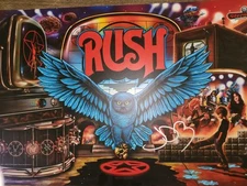 SIGNED Stern RUSH Pinball Machine LE Alt. Translite 4 Signed By John Borg