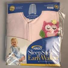 HALO SleepSack Early Walker Wearable Blanket Infant Sz M 6-12 mo Pink Fleece Owl
