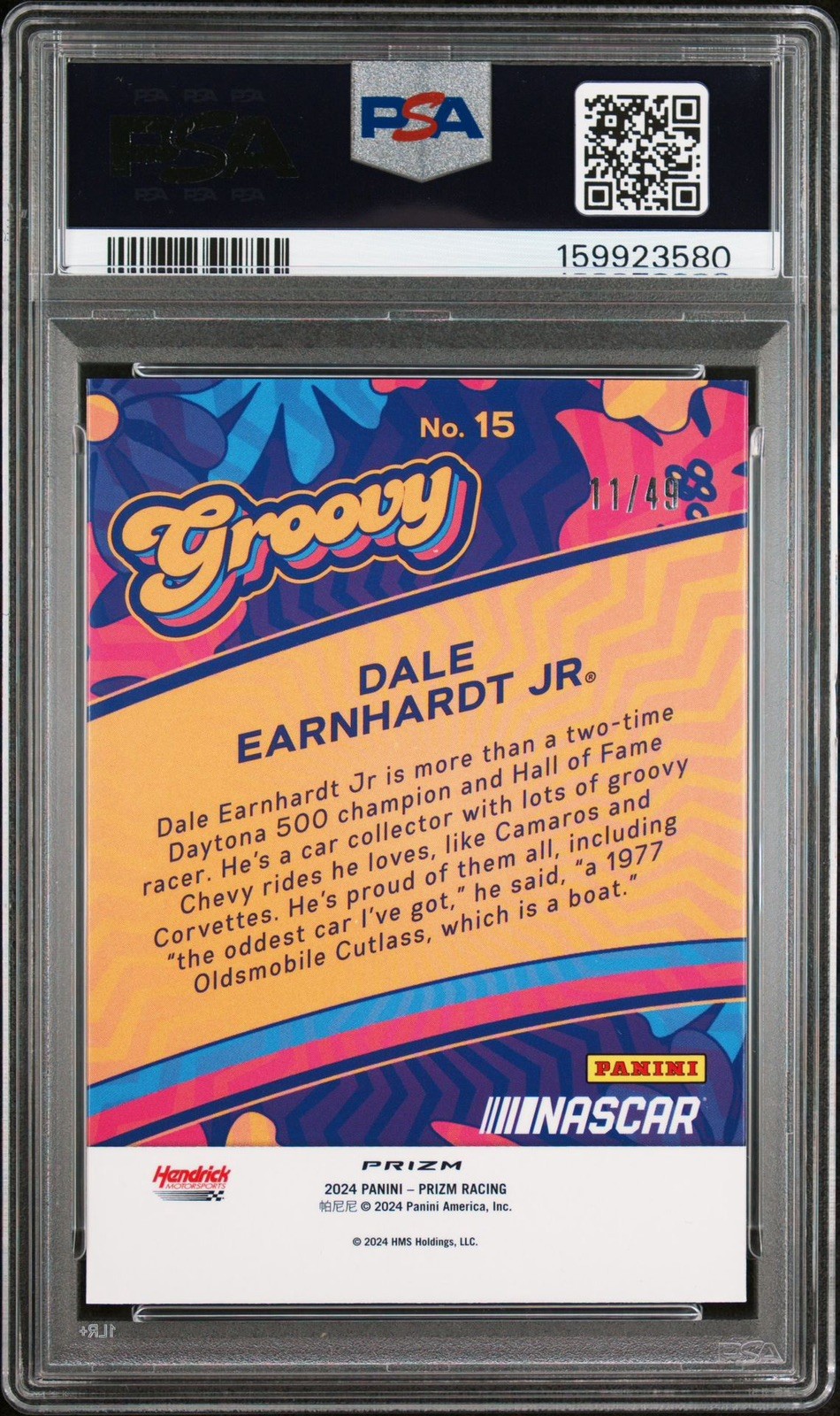 2024 PANINI PRIZM NASCAR GROOVY 15 DALE EARNHARDT JR BLUE PRIZM PSA10 view 2