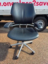 Humanscale Freedom Office Chair - Black Leather and Chrome Frame - Fixed Arms