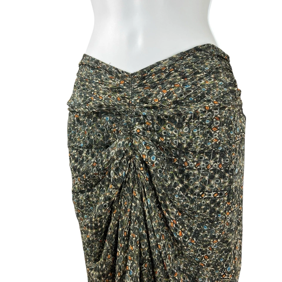 Isabel Marant Pour H&M Skirt Womens Size 8 Black Silk Jewel Tones - Image 4 of 4