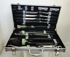 NEW Stainless Steel BBQ Tool Kit Set Aluminum Carry Case Old Homestead Grill