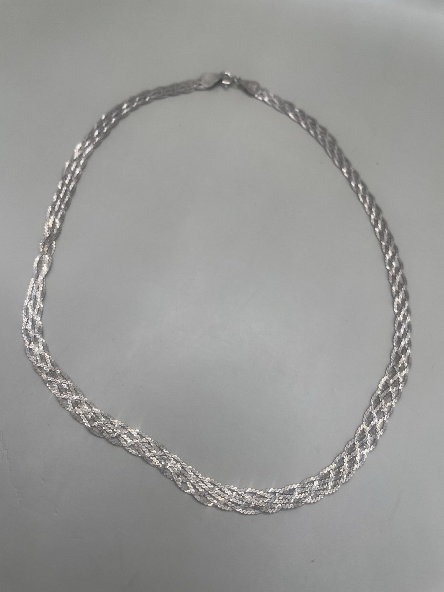 Vintage MC47 Mexico 925 Sterling Silver Braided Flat Chain 18.5